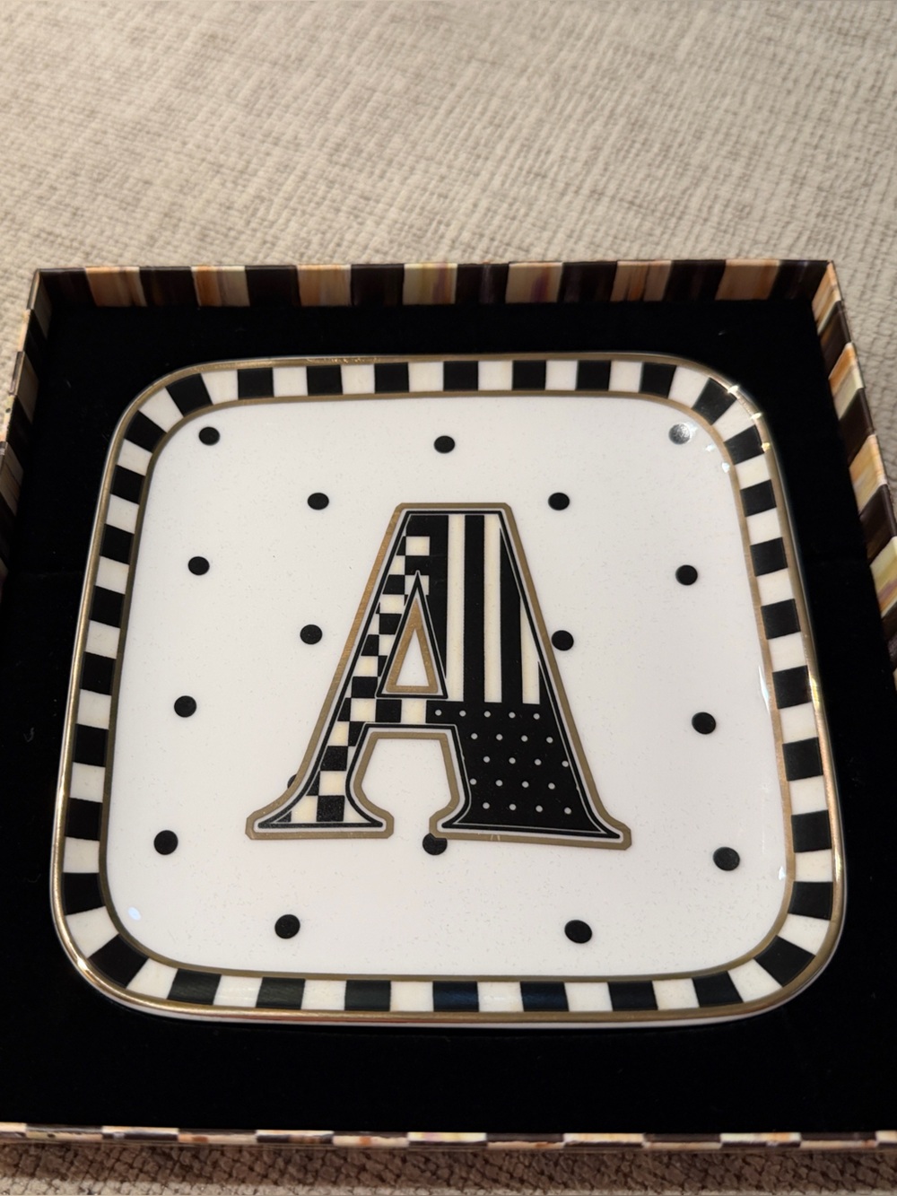 McKenzie Childs monogram dish A